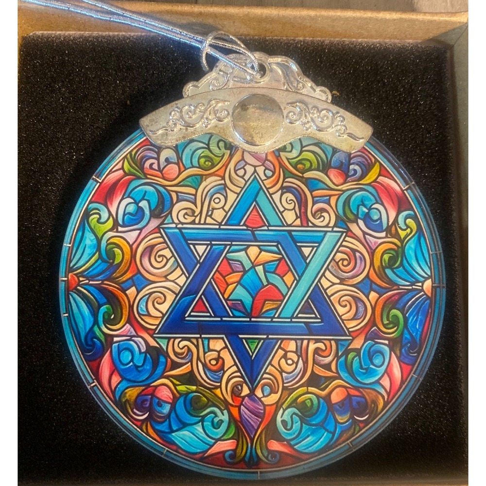 Star of David Hanukkah Ornament Stained Glass Style Colorful Jewish Holiday Gift